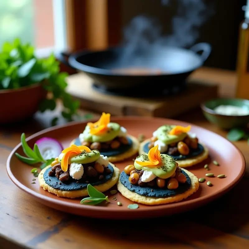 Sopes de Huitlacoche y Flor de Calabaza: Receta Mexicana Gourmet con Toque Prehispánico