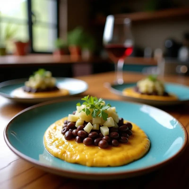 Sopes de Masa Azul con Frijoles Negros y Ceviche de Nopal: Receta Mexicana Vegana