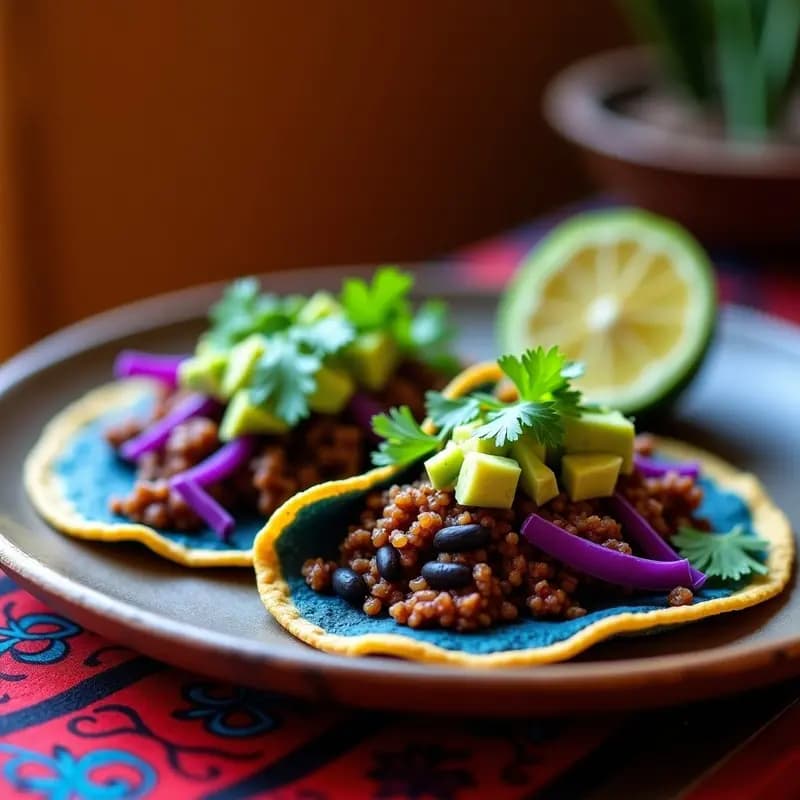 Sopes de Masa Azul con Frijoles y Chorizo Vegano: Receta Mexicana Colorida en Airfryer