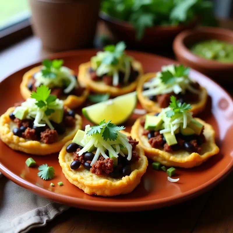 Sopes de Masarepa con Frijoles Negros y Chorizo Vegano: Aperitivo Méxicano en Airfryer