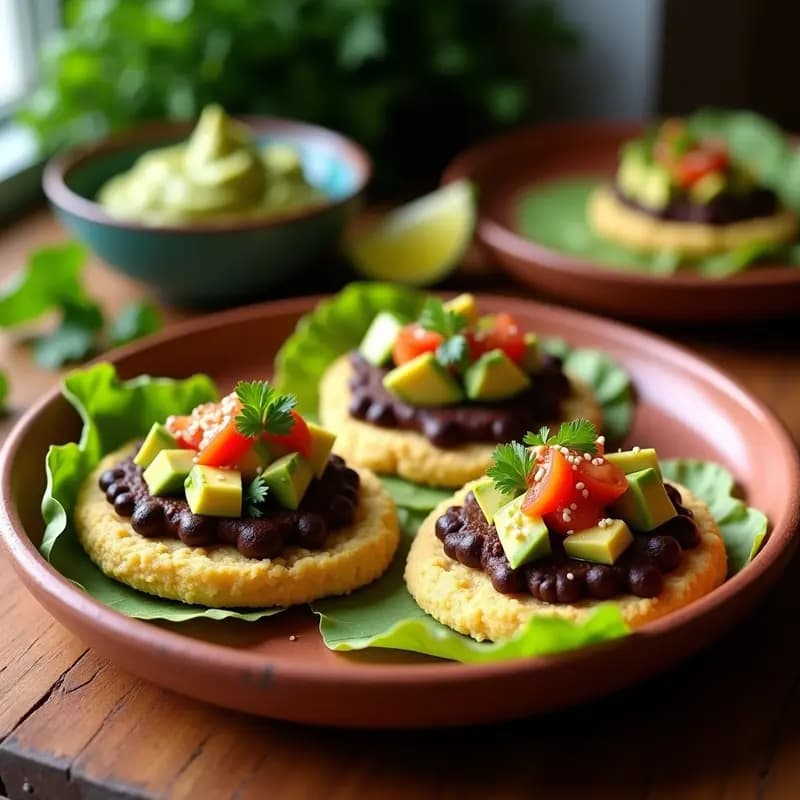 Sopes Mexicanos de Frijoles Negros: Aperitivo Crujiente con Guacamole