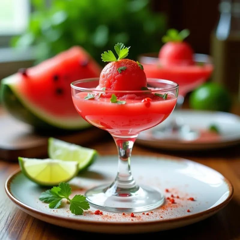 Sorbet de Sandía y Jengibre con Chili: Postre Mexicano Refrescante y Sin Azúcar