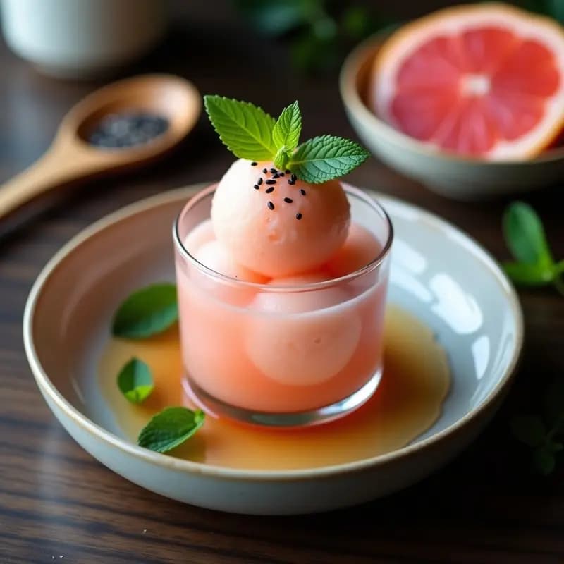 Sorbet de Wasabi y Pomelo Rosa: Postre Japonés Detox y Picante Sin Azúcar