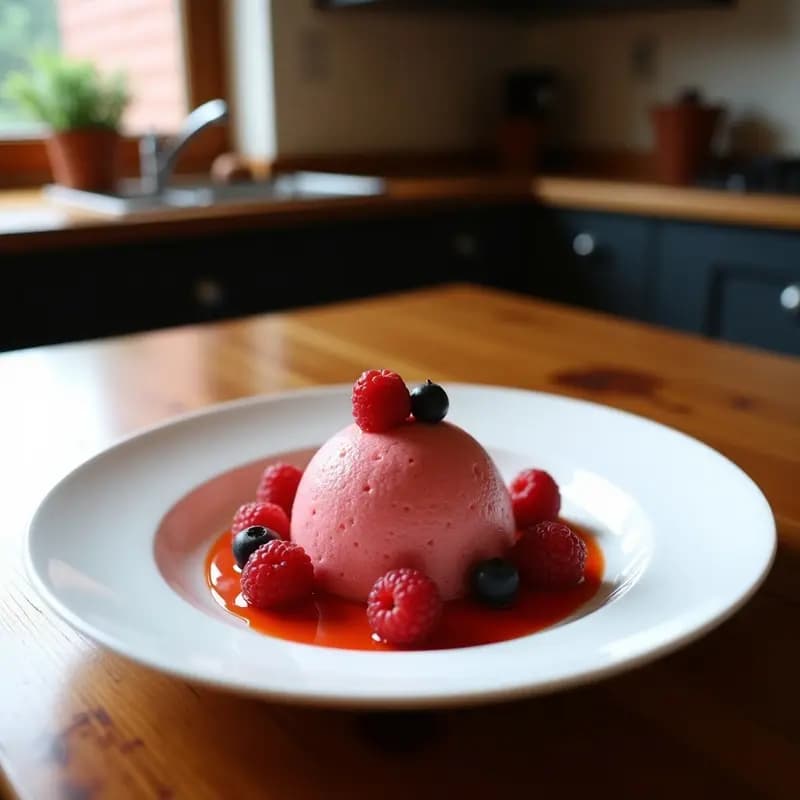 Sorbete de Frutos Rojos y Albahaca con Reducción de Vinagre Balsámico: Postre Italiano Sin Lácteos