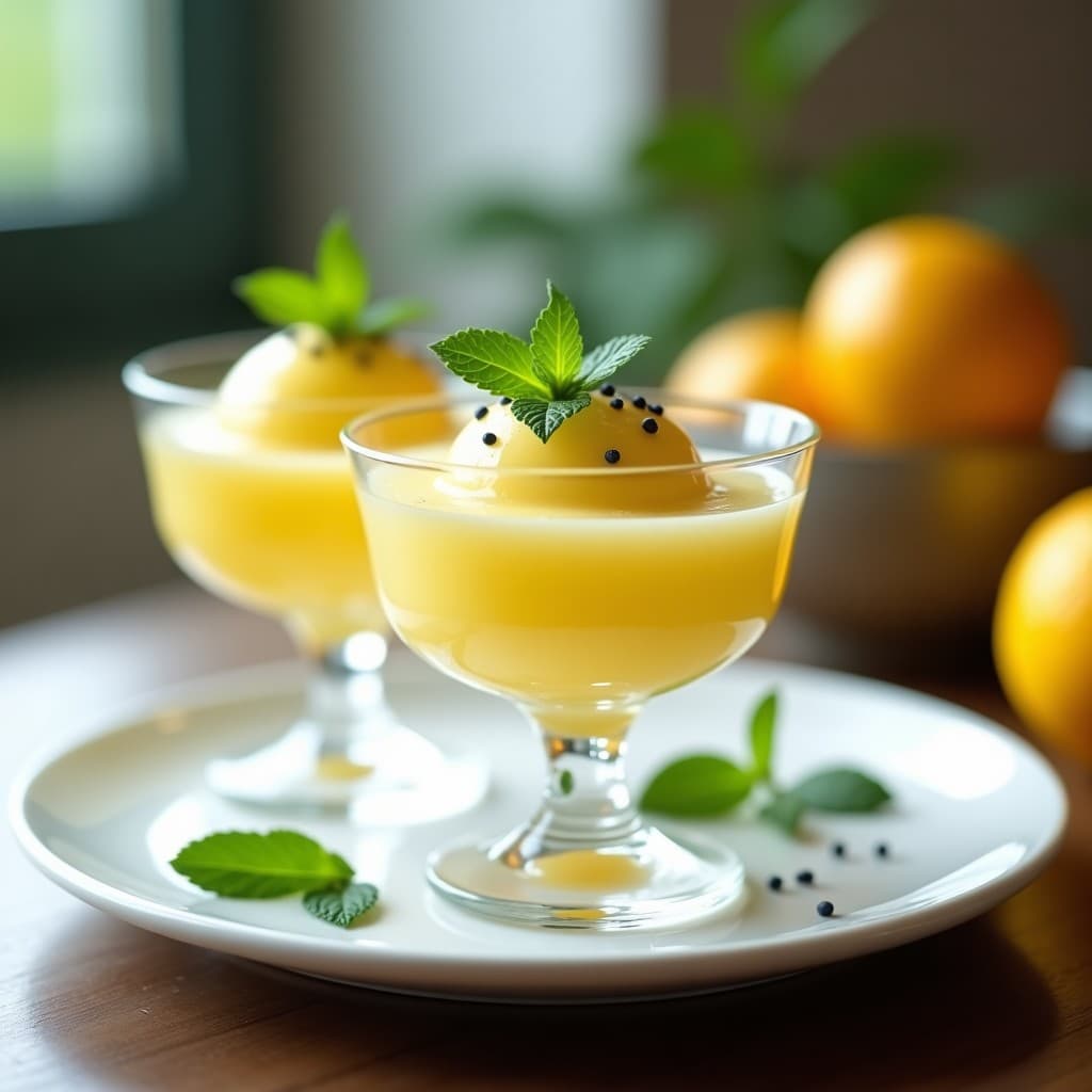 Sorbete de Limón Yuzu con Hierbabuena y Semillas de Amapola: Postre Japonés Refrescante Sin Azúcar