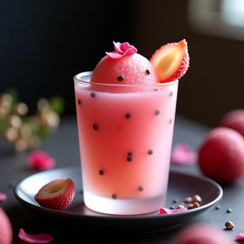 Sorbete de Litchi y Rosa con Semillas de Chía: Postre Chino Refrescante Sin Azúcar