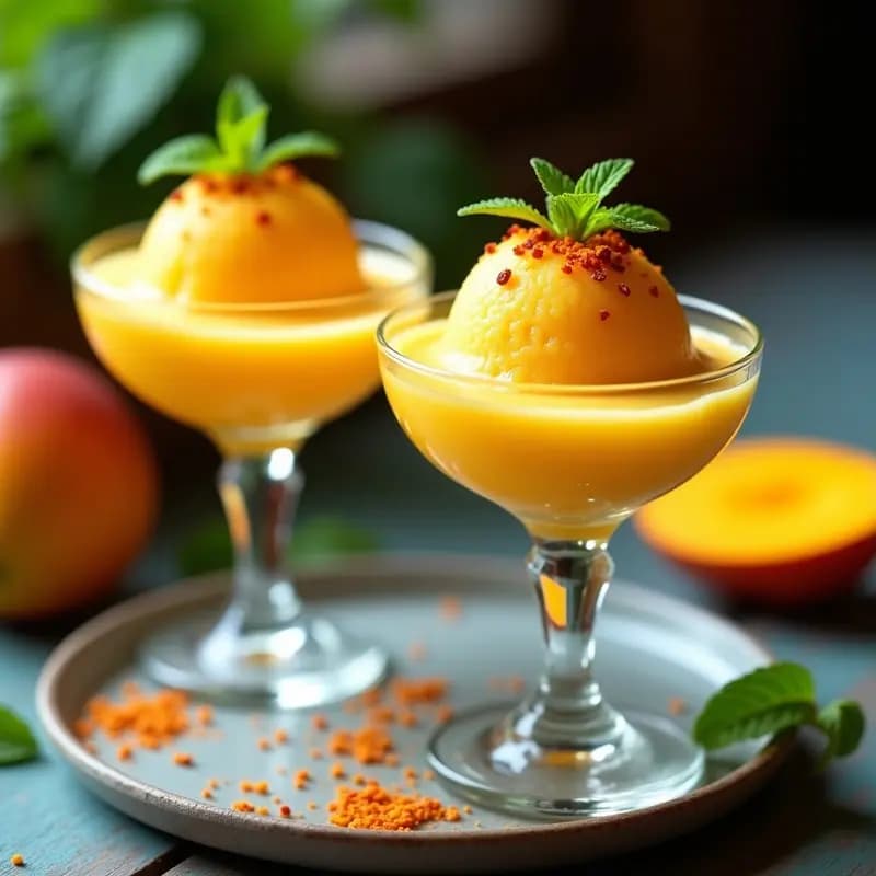 Sorbete de Mango y Chile: Postre Mexicano Sin Azúcar con Toque Picante