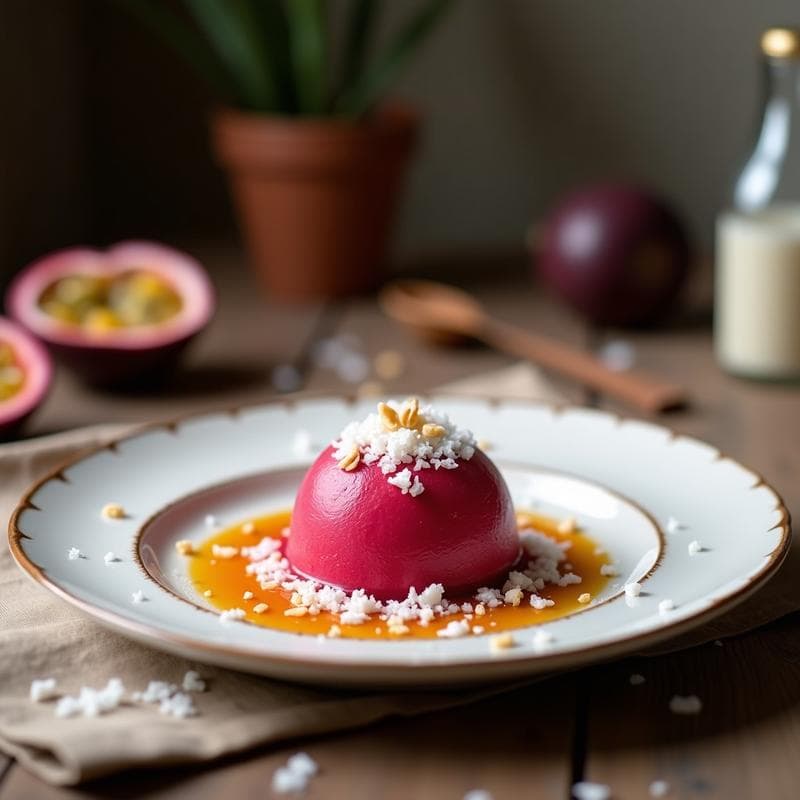 Sorbete de Maracuyá con Virutas de Coco: Postre Sin Azúcar y Sin Lácteos en 3 Ingredientes