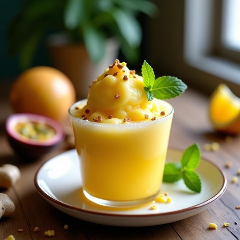 Sorbete de Maracuyá con Jengibre Fresco: Postre Colombiano Keto y Sin Lactosa