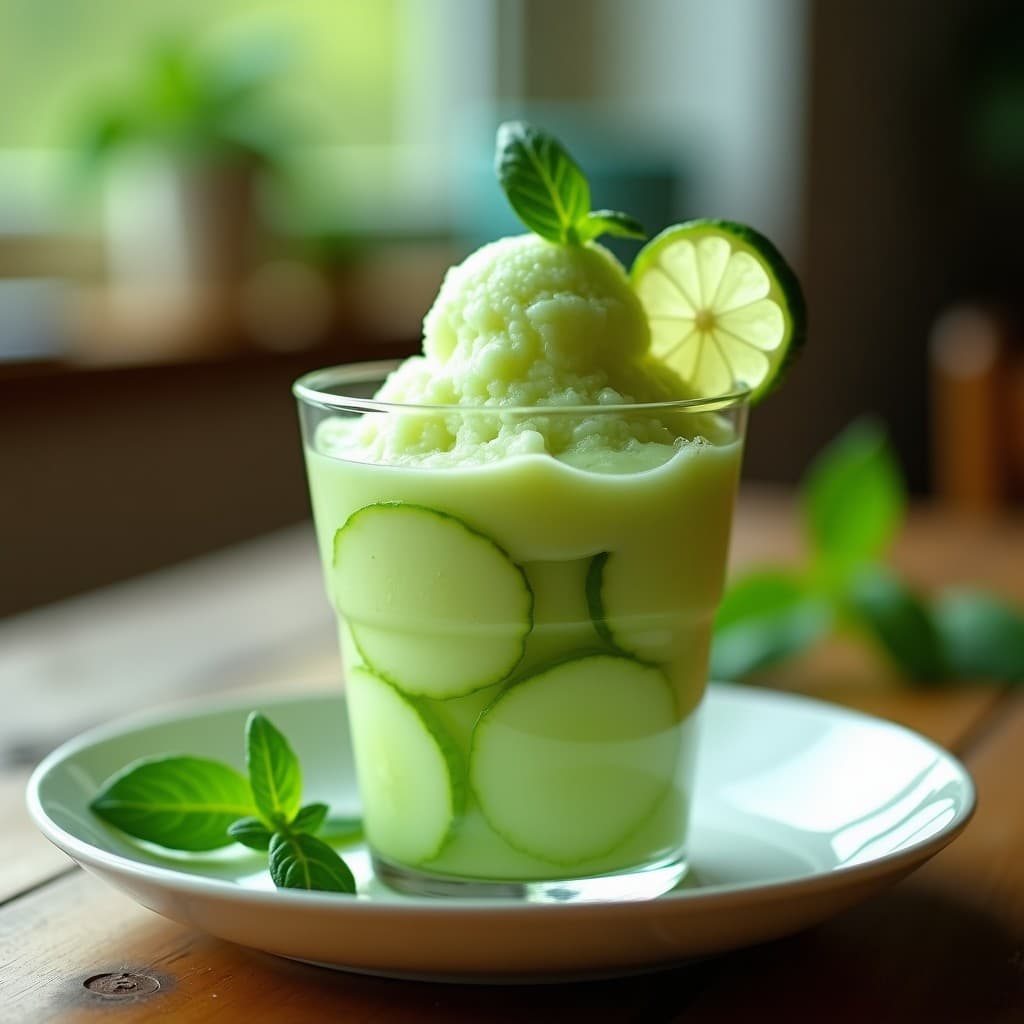 Sorbete de Pepino y Albahaca con Jugo de Lima: Postre Fresco y Detox en 5 Minutos
