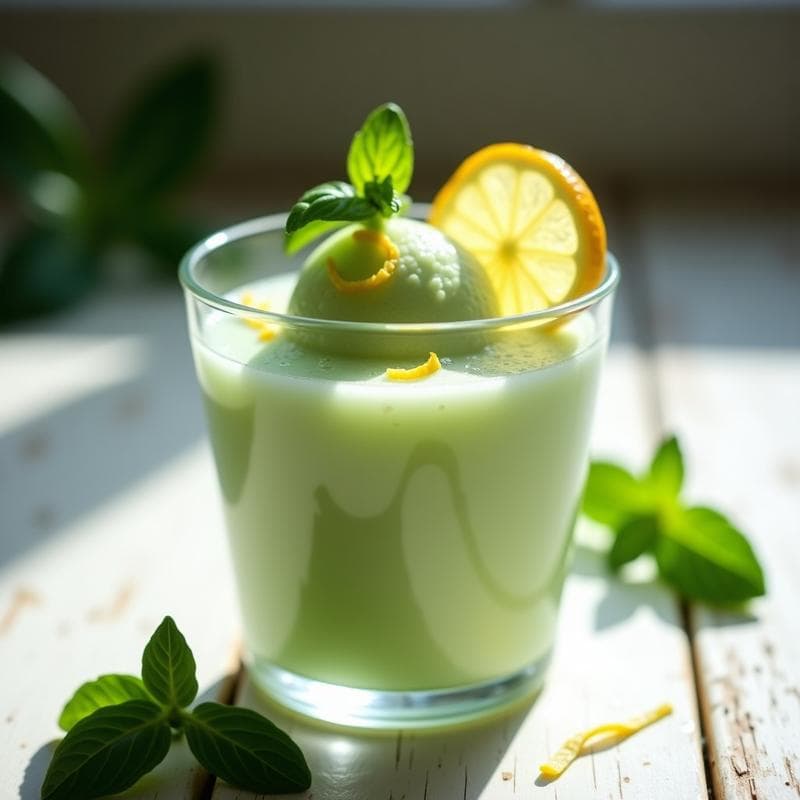 Sorbete de Pepino y Albahaca con Virutas de Limón: Postre Refrescante Sin Lácteos
