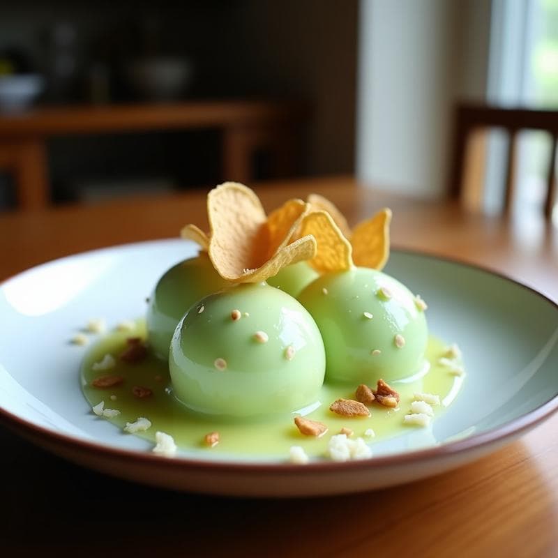 Sorbete de Pepino y Jengibre con Chips de Coco: Postre Refrescante y Digestivo