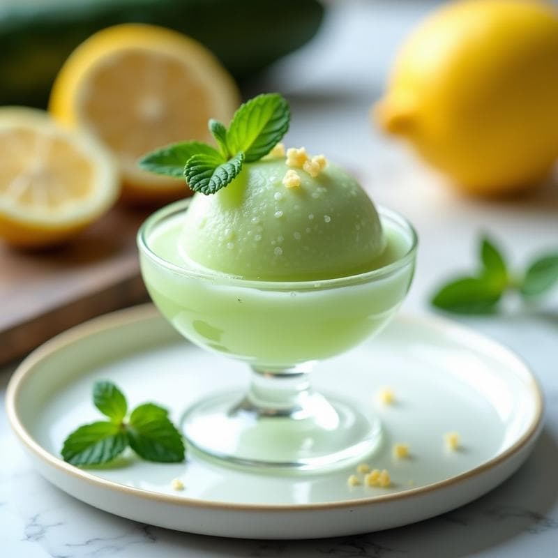 Sorbete de Pepino y Limón con Flor de Sal: Postre Refrescante Sin Azúcar en 5 Minutos
