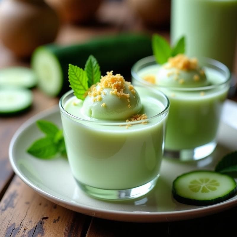 Sorbete de Pepino y Menta con Jengibre: Postre Refrescante Sin Lácteos ni Azúcar