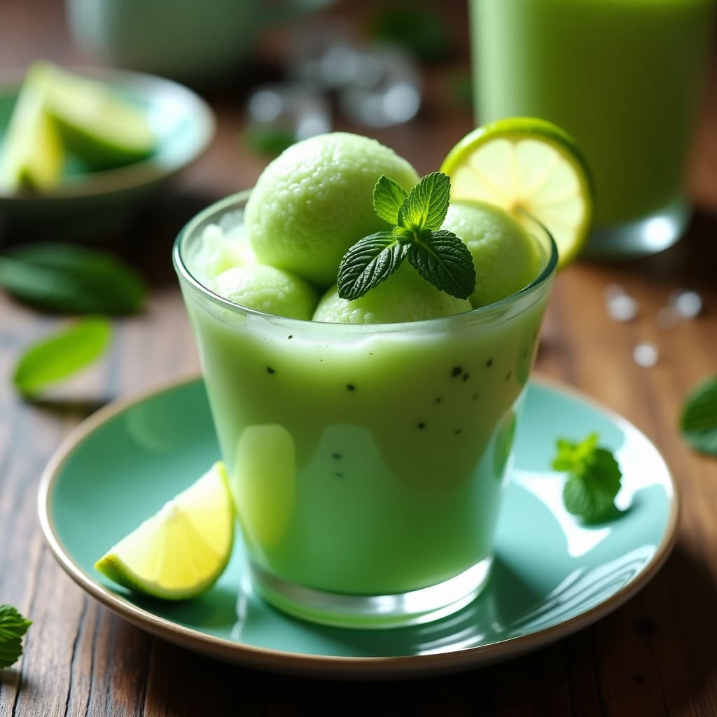Sorbete de Pepino y Menta con Toque de Lima: Postre Fresco Sin Azúcar