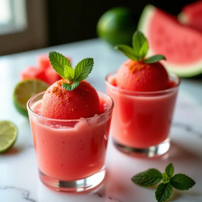 Sorbete de Sandía y Chile en Polvo con Limón: Postre Mexicano Refrescante