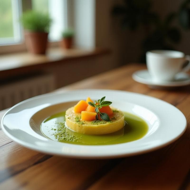 Sorbete de Té Verde y Maracuyá con Crujiente de Coco: Postre Japonés Keto Sin Lactosa