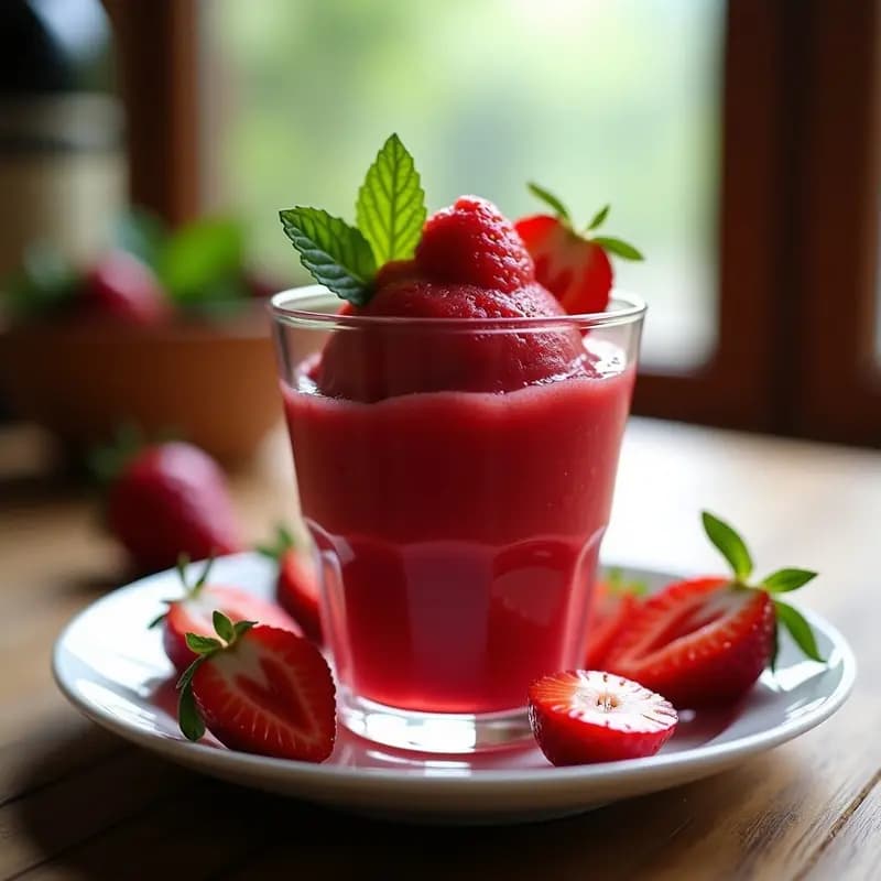 Sorbete de Vino Tinto y Fresas: Postre Vasco Original y Sin Azúcar