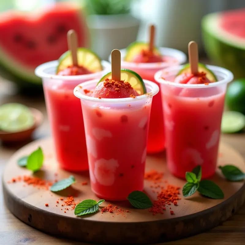Sorbetes de Sandía con Semillas de Chile y Lima: Helado Picante y Refrescante en 3 Ingredientes