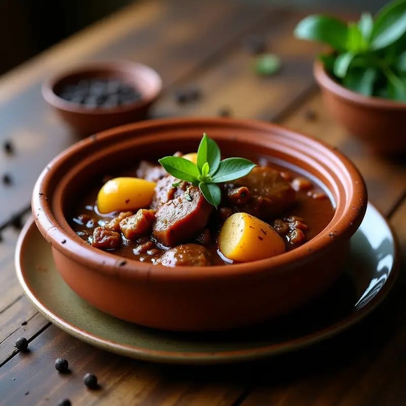 Sorpotel Goano de Cerdo y Hígado con Vinagre de Palma: Receta Portuguesa-India en Olla