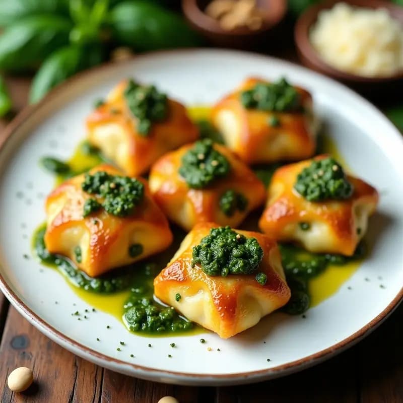 Sorrentinos de Ricota y Espinacas al Pesto de Albahaca: Receta Italiana en Airfryer