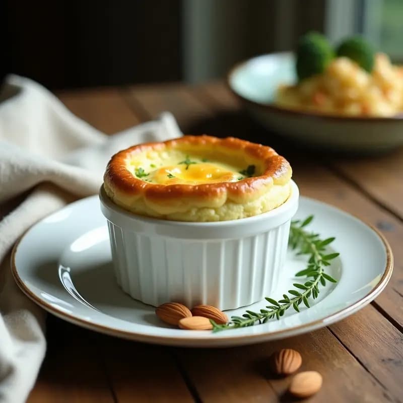 Soufflé de Brócoli y Queso de Almendras: Receta francesa vegana sin lácteos