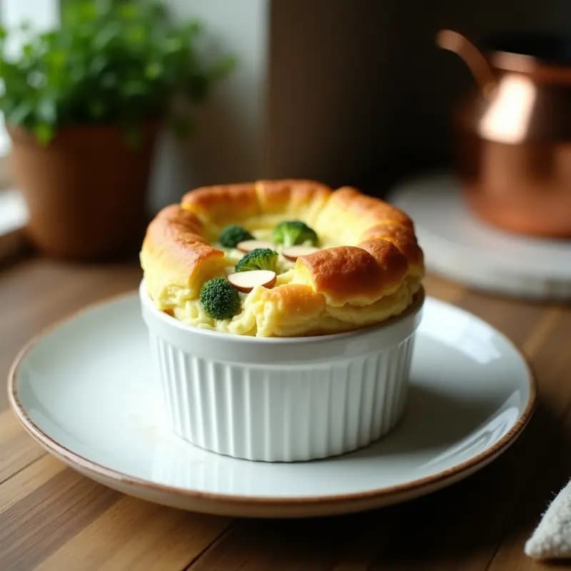 Soufflé de Brócoli y Queso de Cabra: Receta Francesa Keto y Sin Harina