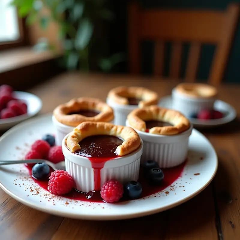 Soufflé de Chocolate y Chía con Salsa de Frutos Rojos: Postre Francés Sin Harina