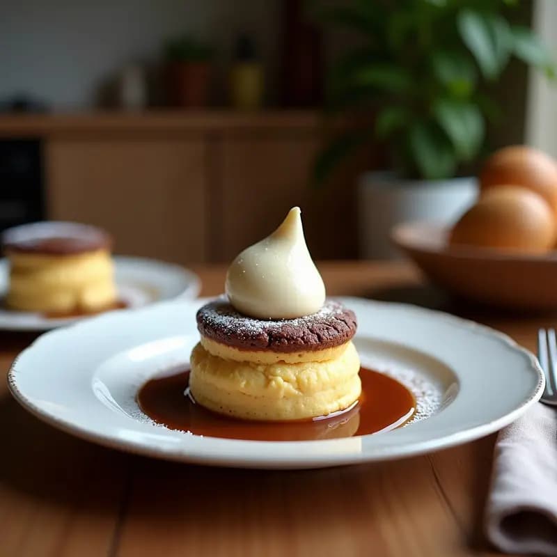 Soufflé de Chocolate con Corazón Líquido y Helado de Vainilla: Postre Francés Decadente
