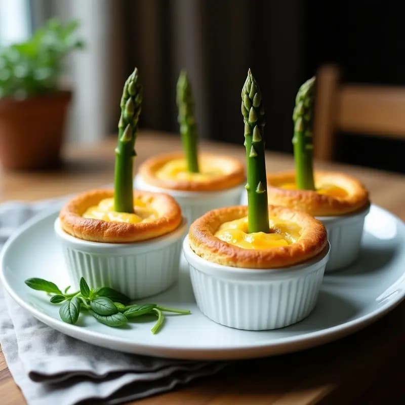 Soufflé de Espárragos y Parmesano Vegano: Entrante Francés Ligero y Esponjoso en 20 Minutos