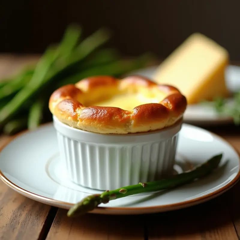 Soufflé de Espárragos y Queso Gruyère: Receta Francesa Ligera en Airfryer