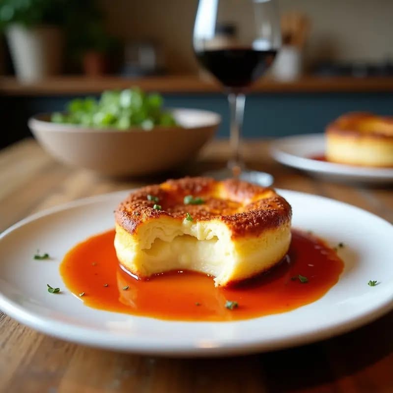 Soufflé de Queso Manchego y Romesco: Entrante Español Sin Gluten en Airfryer