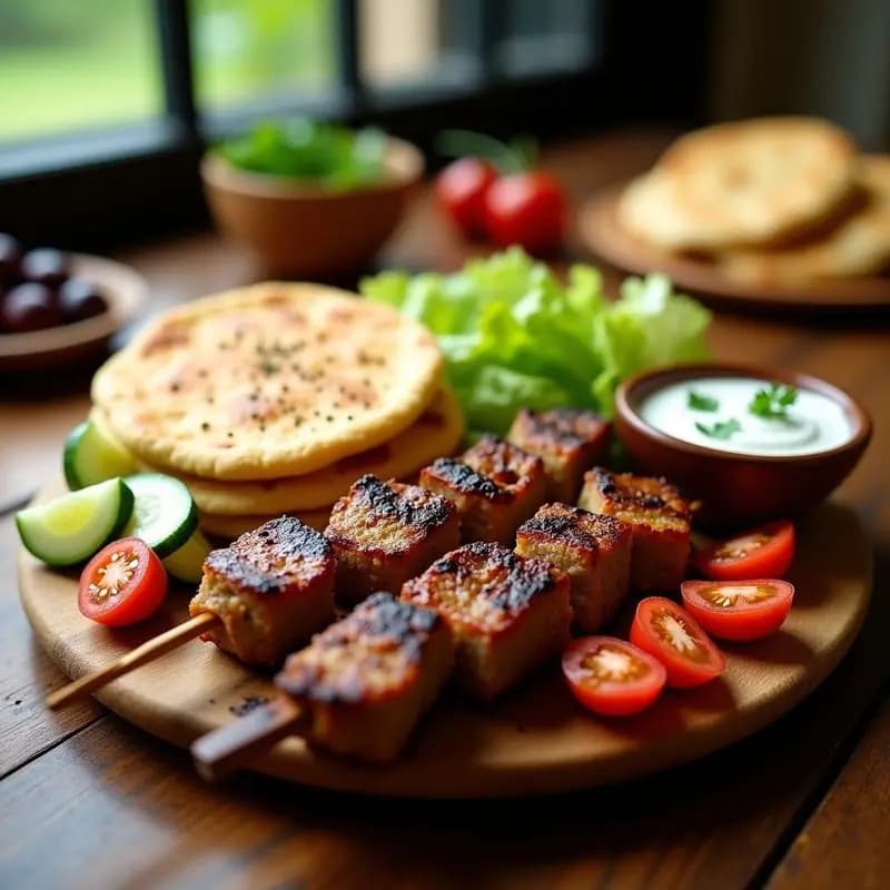 Souvlaki de Cordero con Pita de Garbanzo: Brochetas Griegas Keto y Alta en Proteína