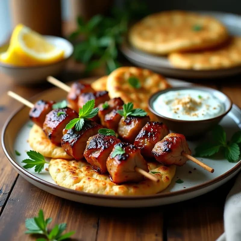 Souvlaki de Cordero con Pita de Garbanzo y Tzatziki de Pepino: Receta Griega en Airfryer