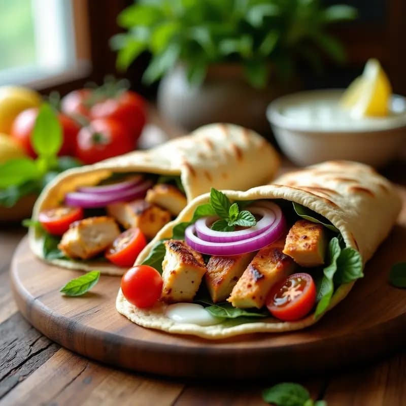 Souvlaki Griego con Pan de Pita Integral: Receta en Airfryer Baja en Grasas
