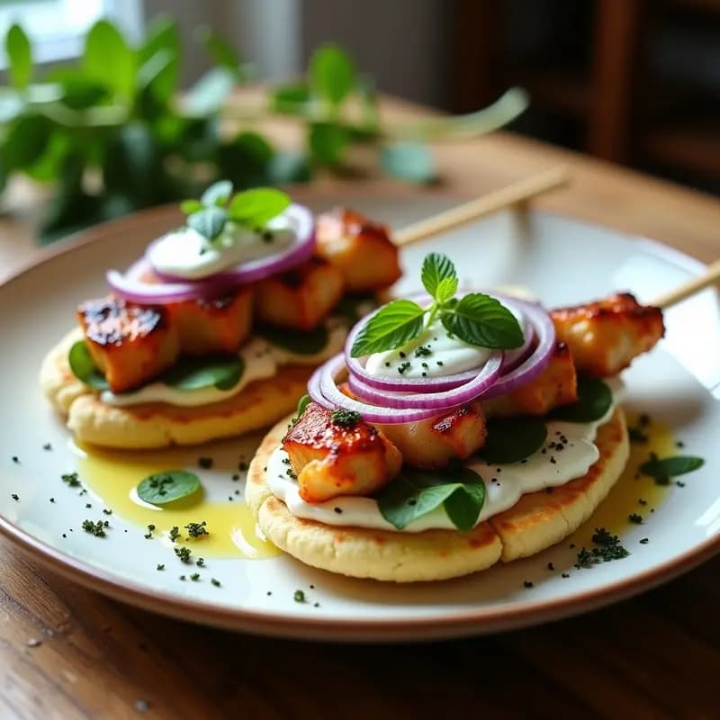 Souvlaki de Pollo con Pita de Coliflor y Tzatziki de Pepino: Receta Griega Keto
