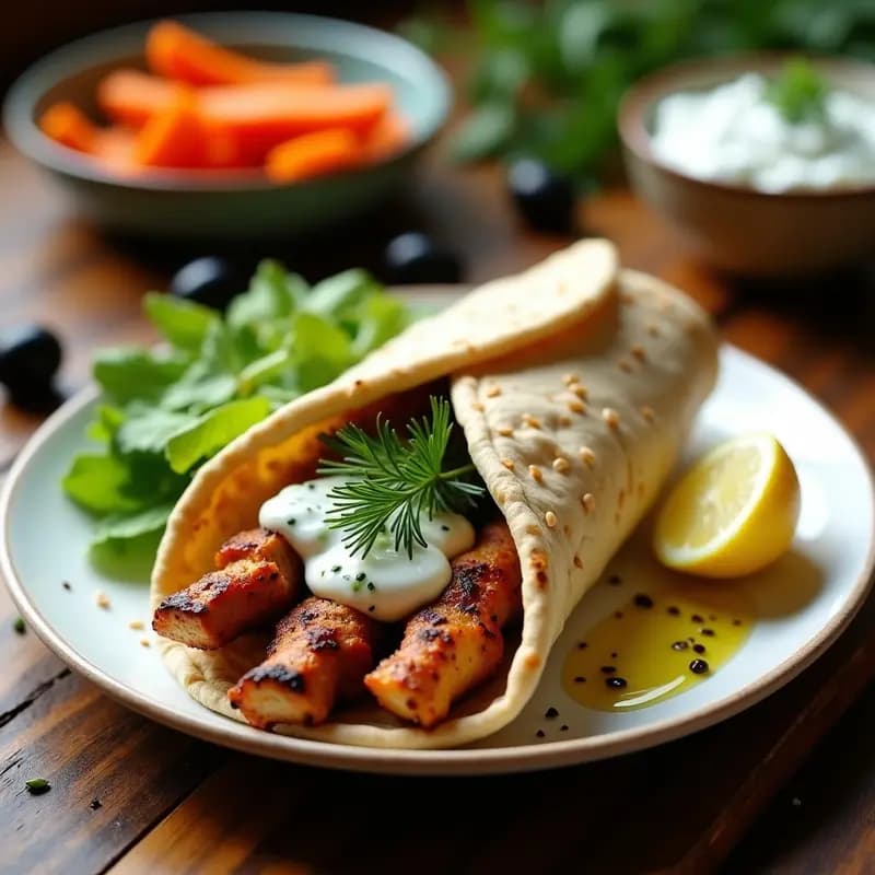 Souvlaki Griego de Pollo con Pita Integral y Tzatziki de Pepino: Receta para Tupper en 20 Minutos