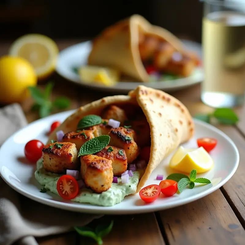 Souvlaki de Pollo con Pita y Tzatziki Vegano: Receta Griega Rápida y Saludable