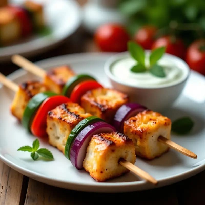 Souvlaki de Pollo con Yogur y Pepino: Brochetas Griegas en Airfryer Baja en Calorías