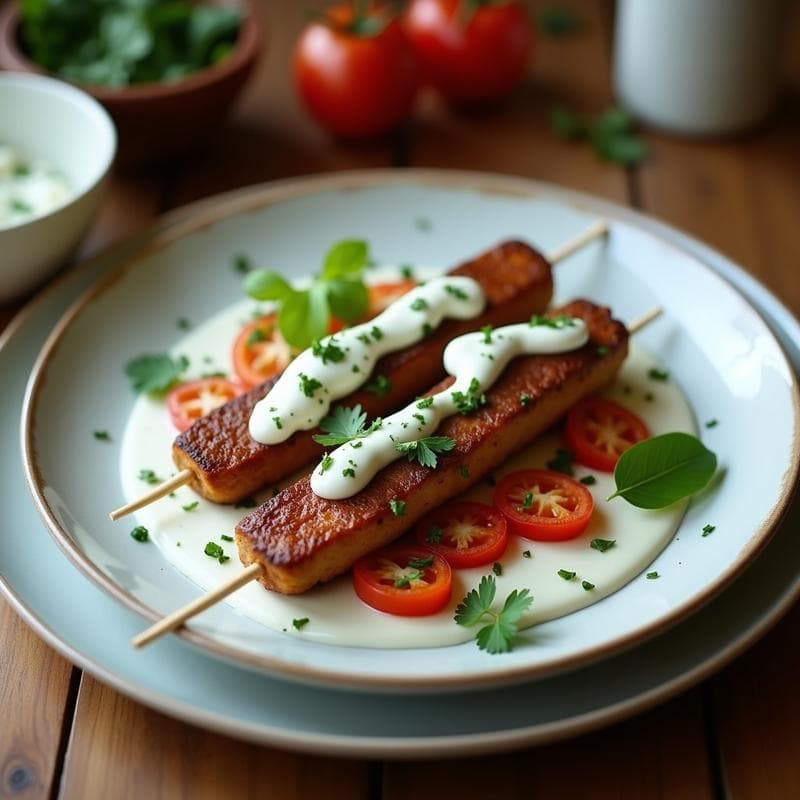 Souvlaki de Seitan con Salsa Tzatziki Sin Lactosa: Receta Griega Vegana en Airfryer