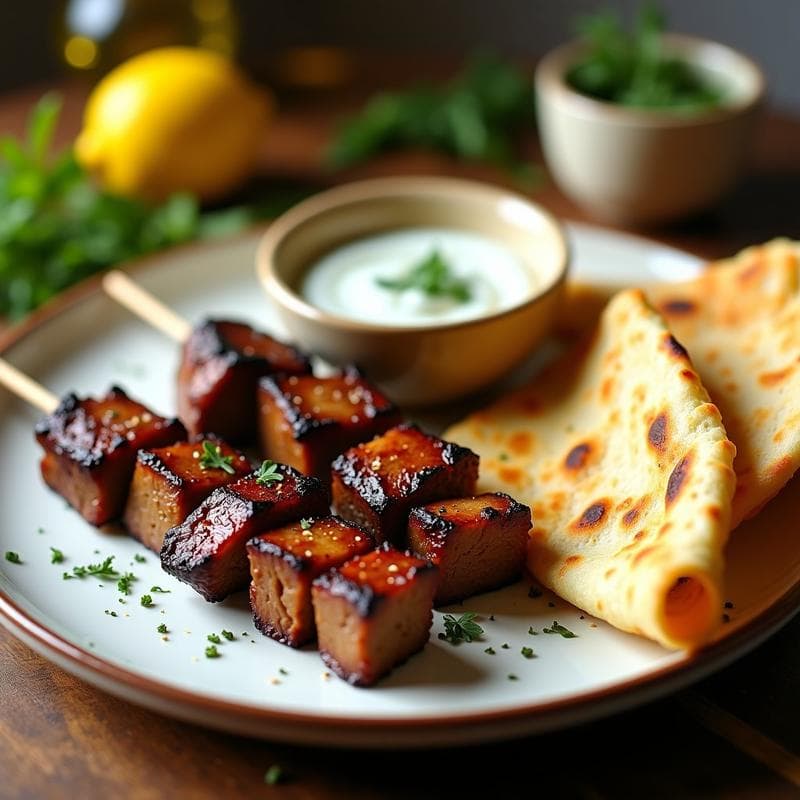 Souvlaki de Ternera con Pita de Coliflor: Receta Griega Low Carb en Airfryer