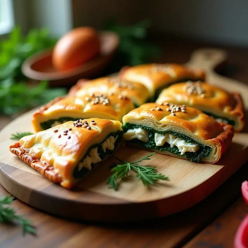 Spanakopita Griega con Espinacas y Feta: Pastel Salado en Hojaldre sin Gluten