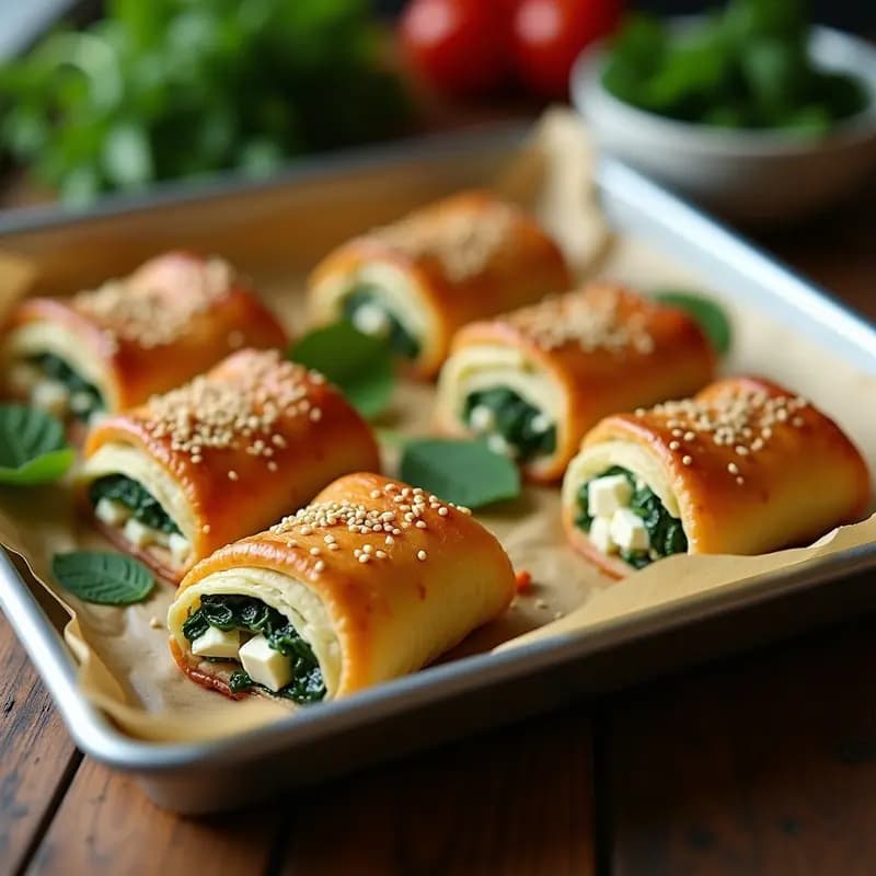 Spanakopita Griega con Hojas de Filo y Espinacas: Entrante Crujiente en Horno