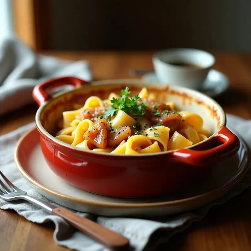Spätzle alemanes con queso emmental y cebolla caramelizada: Receta reconfortante sin lactosa