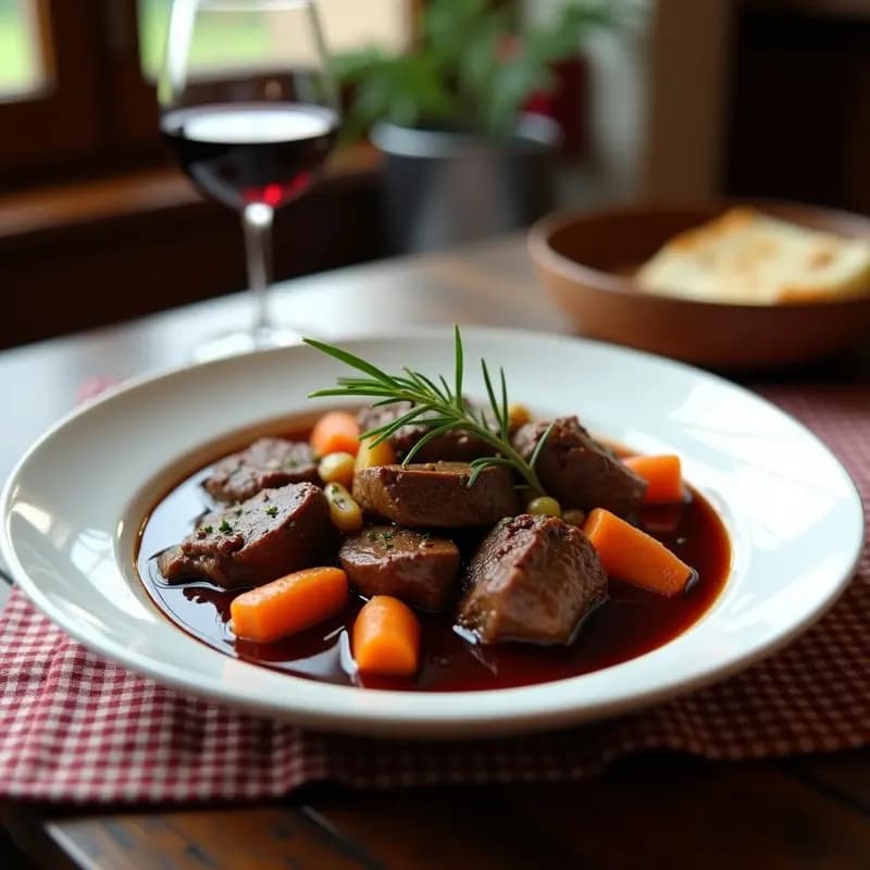 Spezzatino de Ternera con Vino Tinto y Champiñones: Receta Italiana en Olla Lenta