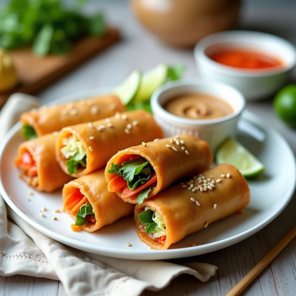 Rollitos de Springer Roll Veganos con Vermicelli de Arroz y Cacahuete: Receta Vietnamita en Airfryer