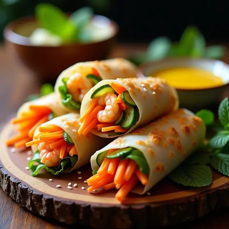 Spring Rolls de Verduritas y Camarones: Aperitivo Vietnamita Crujiente y Ligero