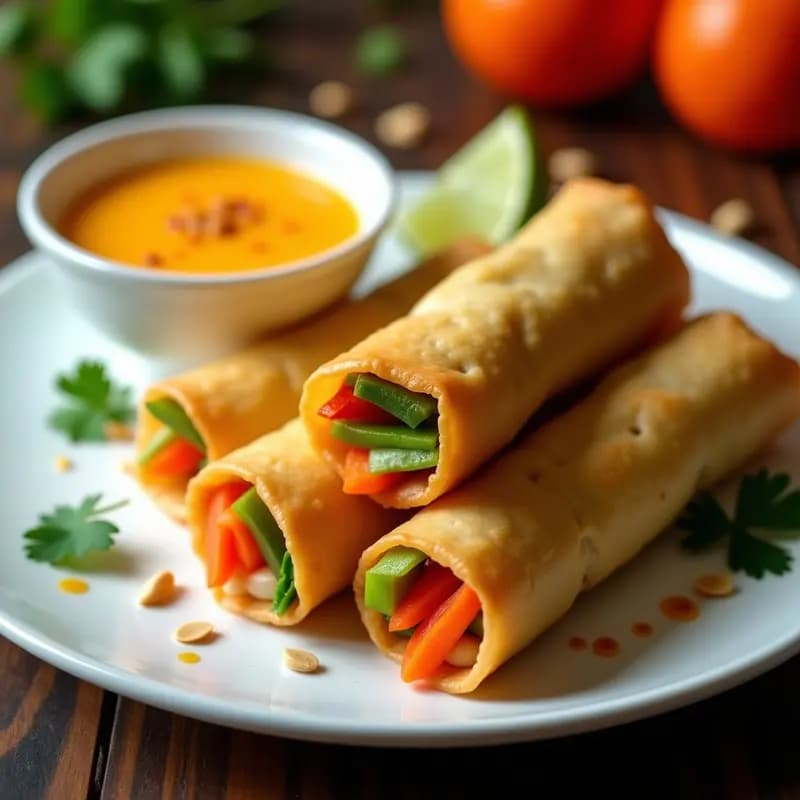 Spring Rolls Filipinos con Heart of Palm y Salsa de Mango: Entrante Vegano y Crujiente