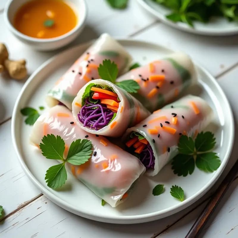 Spring Rolls de Repollo Morado y Zanahoria: Receta Vietnamita Crudivegana Sin Fritura