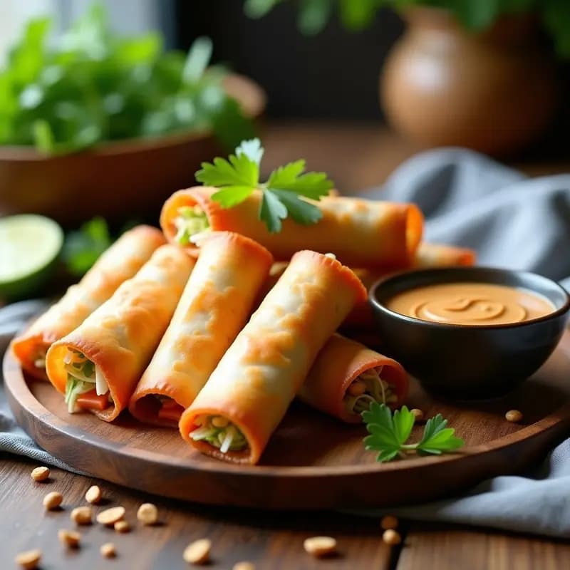 Spring Rolls de Repollo y Zanahoria con Salsa de Cacahuete: Receta Tailandesa Crujiente en Airfryer